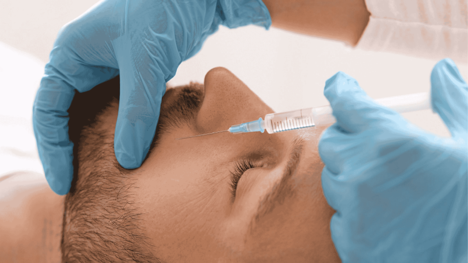 man getting dermal fillers from a professional