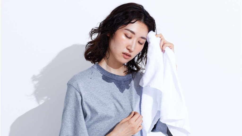 lady sweating excessively