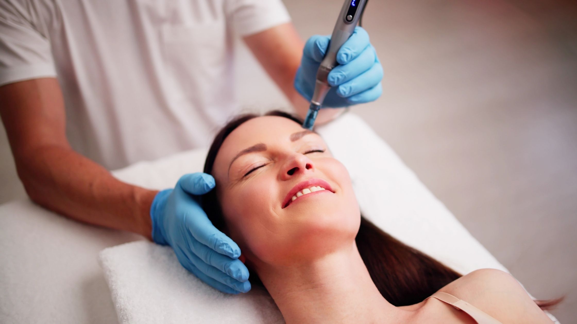 lady getting exosomes skin treatment