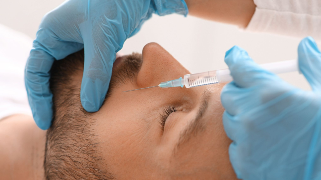 man getting dermal fillers
