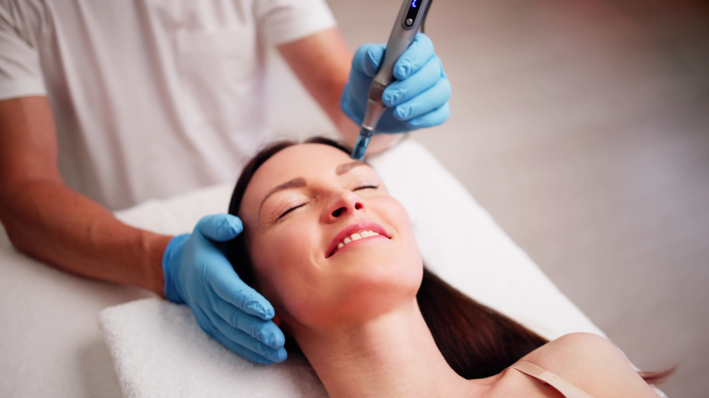 lady getting exosomes treatment for face